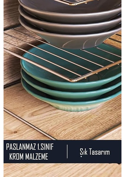 Metal Krom Tabaklık Köşe Rafı 2 Katlı Dolap Içi Tabak Mutfak ve Tezgah Düzenleyici modelleri