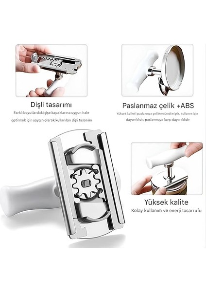 Pratik Kavanoz ve Şişe Kapak Açacağı - Yeşil – Paslanmaz Çelik, Ayarlanabilir, Ergonomik Tutma Saplı modelleri