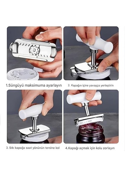 Pratik Kavanoz ve Şişe Kapak Açacağı - Yeşil – Paslanmaz Çelik, Ayarlanabilir, Ergonomik Tutma Saplı fırsatları