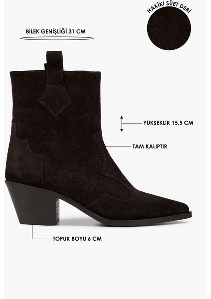 Kadın Maven Acı Kahve Hakiki Süet Deri Kovboy Bot fiyatları
