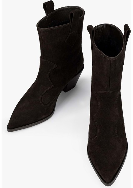 Kadın Maven Acı Kahve Hakiki Süet Deri Kovboy Bot fırsatları