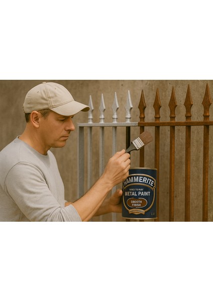 Hammerite Astarsız Boyasız Paslı Yüzey Metal Boyası Pürüzsüz Kahverengi 0,75 L fiyatları