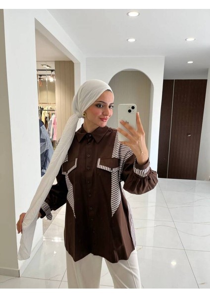 Parça Detaylı Cep Aksesurlı Simetrik Kesim Oversize Basıc Gömlek GMK16046 modelleri