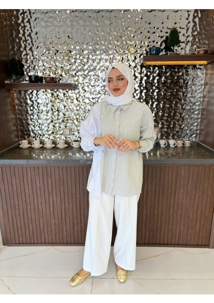 Kurdela Aksesurlı Çizgili Basıc Gömlek GMK16054 fırsatları