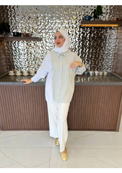 Kurdela Aksesurlı Çizgili Basıc Gömlek GMK16054 indirimleri