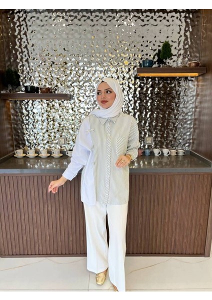 Kurdela Aksesurlı Çizgili Basıc Gömlek GMK16054 modelleri