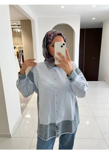 Basıc Parça Detaylı Oversize Denim Gömlek GMK16017 fiyatları