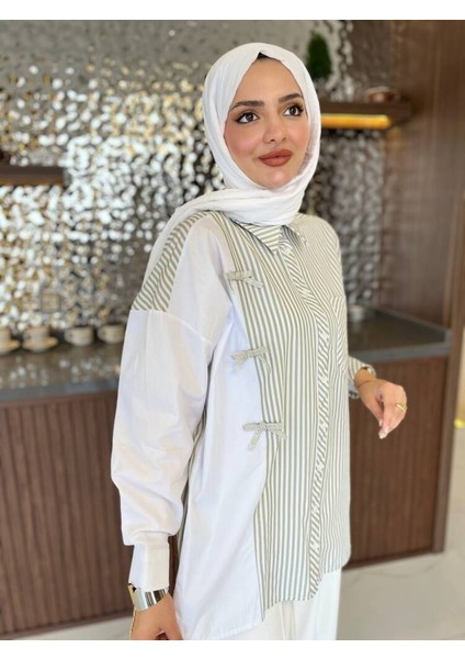 Kurdela Aksesurlı Çizgili Basıc Gömlek GMK16054 fırsatları