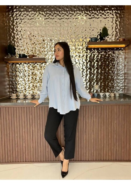 Sırt Dekolteli Oversize Basic Gömlek GMK08002