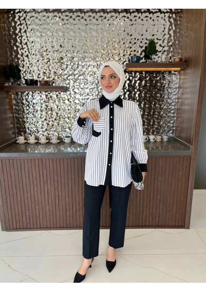 Taş Işlemli Parca Detaylı Düğme Aksesurlı Basıc Gömlek GMK08031