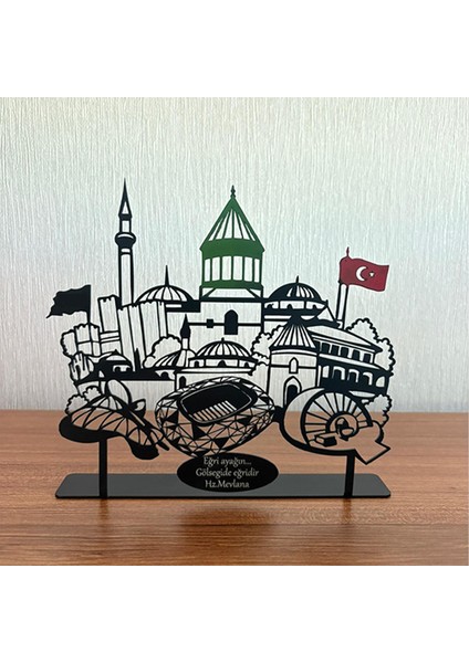 Konya Silueti Metal Masa Dekoru – Kişiye Özel Yazılı Tasarım