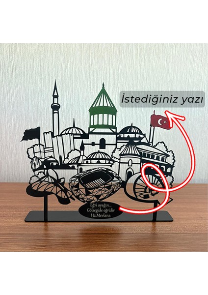 Konya Silueti Metal Masa Dekoru – Kişiye Özel Yazılı Tasarım fiyatları