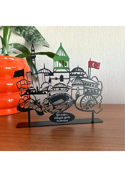 Konya Silueti Metal Masa Dekoru – Kişiye Özel Yazılı Tasarım modelleri