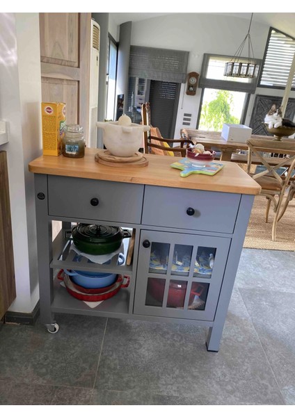 Mate Mat Lake Gri (Ral 7037) Mutfak Servant Mobilyası