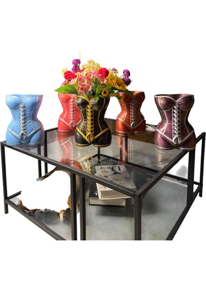 Kadın Büstü Figürlü Dekoratif Vazo – El Boyaması – Sanatsal Ev ve Ofis Dekoru (Siyah)