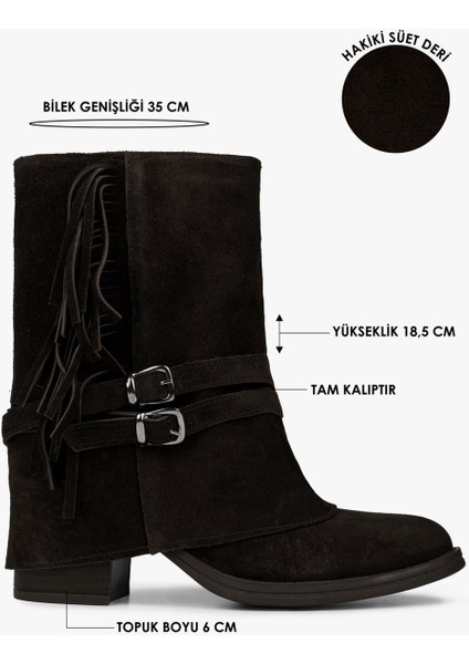 Kadın Inferno Acı Kahve Hakiki Süet Deri Püsküllü Bot modelleri