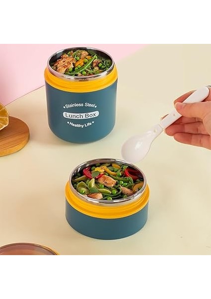 66720 Yemek Termosu Çelik Yemek Termosu Lunch Box Taşınabilir Yemek Kabı Termos 710ML - Sarı fırsatları