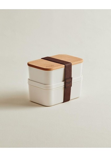 Coco Margot 500ML Ahşap Kapaklı Saklama Kabı, Soft Ekru, 500ML, 2'li