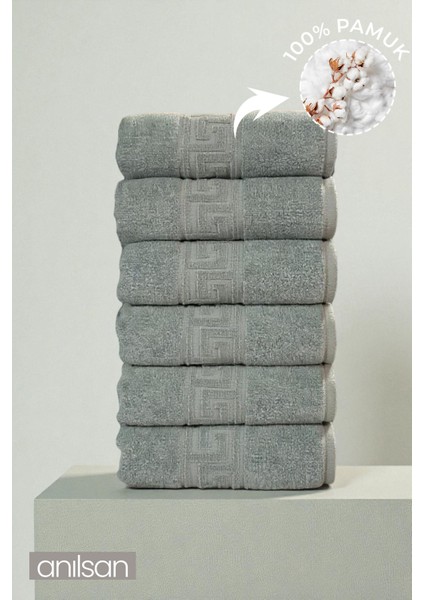 6'lı Mint Yeşili Greek El Havlusu - 50x90 Cm, 225 Gr, %100 Pamuk, Spa Ve Otel Havlusu, Günlük Kullanıma Uygun