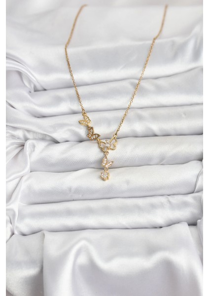 Bfs 316L Çelik Zincir Gold Renk Kelebek Model Kadın Kolye fiyatları