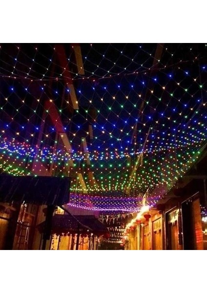 1x2 Metre Dekoratif File Ağ Perde 192 LED 8 Animasyonlu Farklı Işık Modu Rgb Fişli