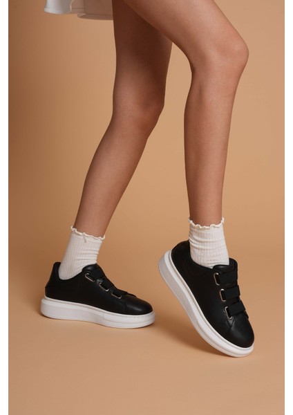 LC103 Siyah Cilt Beyaz Taban Kadın Sneaker modelleri