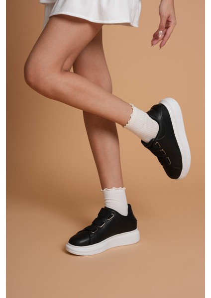 LC103 Siyah Cilt Beyaz Taban Kadın Sneaker fırsatları