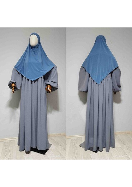 Kısa Boy Sandy Sufle Khimar Hazır Hijab Eşarp Indigo fiyatları