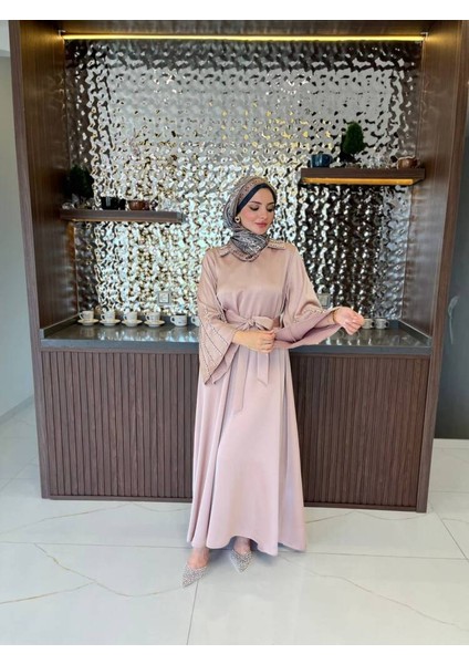 Boyun Taş Işlemli Kemer Aksesurlı Elbise S16044 fırsatları