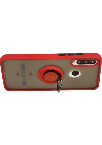 Huawei Y6P Kılıf Montreal Yüzüklü Silikon Kapak - Kırmızı (K95) modelleri