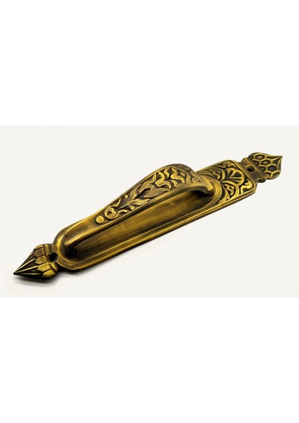 Eco Lounge Antika Tarz Dekoratif Pirinç Kubbeli Çekme Kapı Kolu - 396X68 Mm, Antik