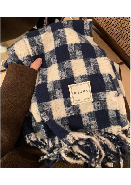 Ekose Eşarp Püskül Ins Kadın Sonbahar ve Kış Öğrencileri Yüz Hitched Sıcak Atmosfer Duygu Eşarp (Yurt Dışından) fiyatları