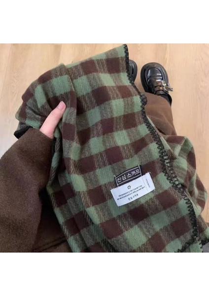 Ekose Eşarp Püskül Ins Kadın Sonbahar ve Kış Öğrencileri Yüz Hitched Sıcak Atmosfer Duygu Eşarp (Yurt Dışından)