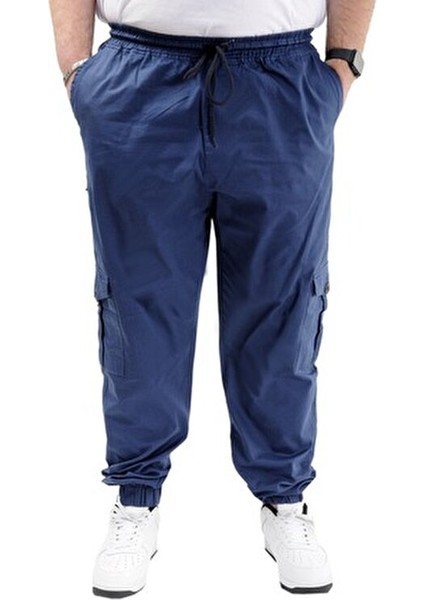 Büyük Beden Kargo Jogger Pantolon Erkekler İçin Esnek Keten Indigo 21911 indirimleri
