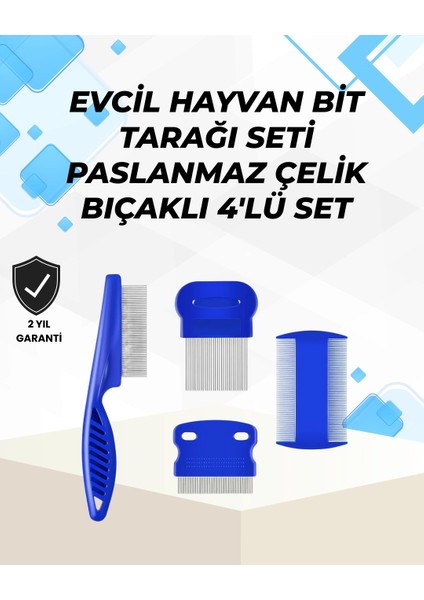 Uzun ve Kısa Tüylü Hayvanlara Özel Bit Tarağı ve Tüy Temizleme Seti