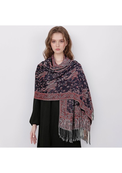 Yeni Jakarlı Püsküllü Eşarp Suni Kaşmir Yumuşak Nefes Alabilen Sonbahar ve Kış Çok Yönlü Kadın Şal Eşarp (Yurt Dışından)