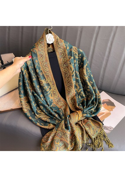 Yeni Jakarlı Püsküllü Eşarp Suni Kaşmir Yumuşak Nefes Alabilen Sonbahar ve Kış Çok Yönlü Kadın Şal Eşarp (Yurt Dışından)