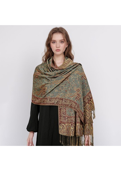 Yeni Jakarlı Püsküllü Eşarp Suni Kaşmir Yumuşak Nefes Alabilen Sonbahar ve Kış Çok Yönlü Kadın Şal Eşarp (Yurt Dışından)