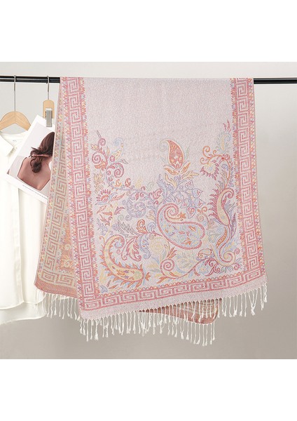 Yeni Jakarlı Püsküllü Eşarp Suni Kaşmir Yumuşak Nefes Alabilen Sonbahar ve Kış Çok Yönlü Kadın Şal Eşarp (Yurt Dışından)