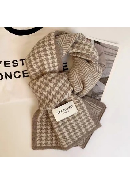 Ekose Eşarp Püskül Ins Kadın Sonbahar ve Kış Öğrencileri Yüz Hitched Sıcak Atmosfer Duygu Eşarp (Yurt Dışından)