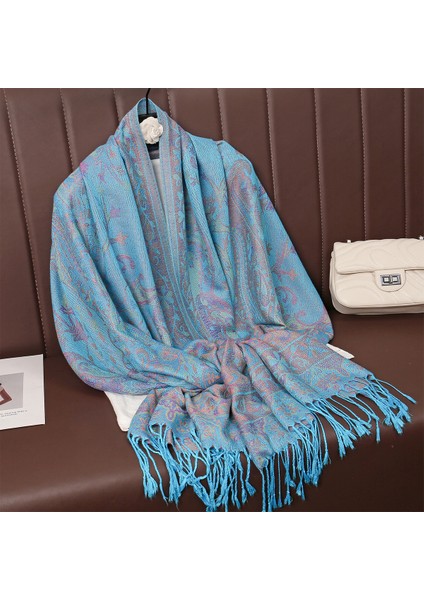 Yeni Jakarlı Püsküllü Eşarp Suni Kaşmir Yumuşak Nefes Alabilen Sonbahar ve Kış Çok Yönlü Kadın Şal Eşarp (Yurt Dışından)