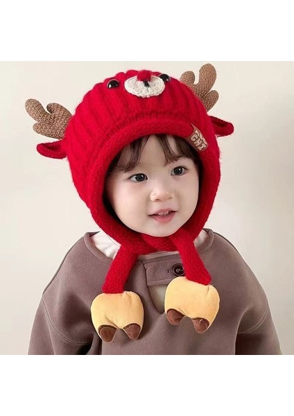 Bebek Şapka Kış Sevimli Geyik Yastıklı Kulak Koruma Şapka Erkek ve Kız Örme Şapka Sonbahar ve Kış Kalınlaşmış Sıcak Yün Şapka (Yurt Dışından) modelleri