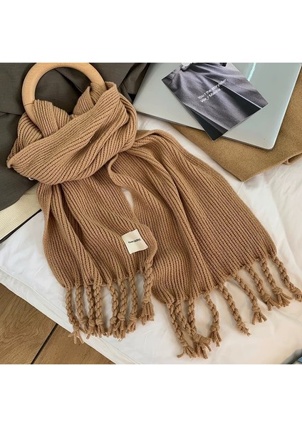 Ekose Eşarp Püskül Ins Kadın Sonbahar ve Kış Öğrencileri Yüz Hitched Sıcak Atmosfer Duygu Eşarp (Yurt Dışından)