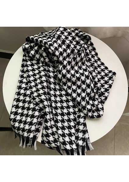 Ekose Eşarp Püskül Ins Kadın Sonbahar ve Kış Öğrencileri Yüz Hitched Sıcak Atmosfer Duygu Eşarp (Yurt Dışından)