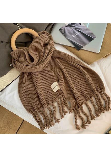 Ekose Eşarp Püskül Ins Kadın Sonbahar ve Kış Öğrencileri Yüz Hitched Sıcak Atmosfer Duygu Eşarp (Yurt Dışından)