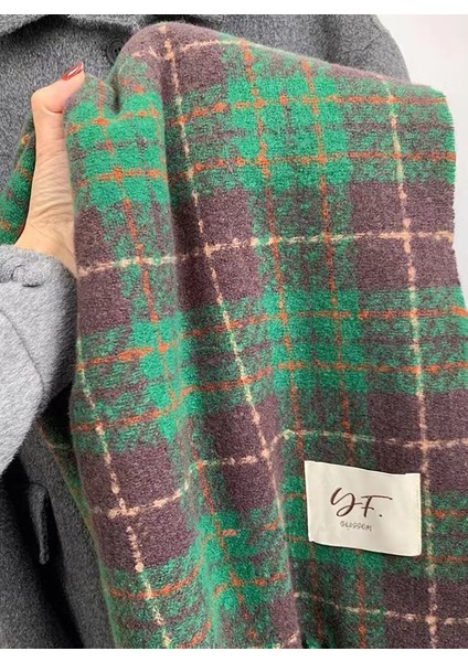 Ekose Eşarp Püskül Ins Kadın Sonbahar ve Kış Öğrencileri Yüz Hitched Sıcak Atmosfer Duygu Eşarp (Yurt Dışından) fiyatları