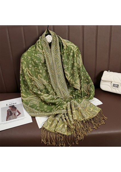 Yeni Jakarlı Püsküllü Eşarp Suni Kaşmir Yumuşak Nefes Alabilen Sonbahar ve Kış Çok Yönlü Kadın Şal Eşarp (Yurt Dışından)