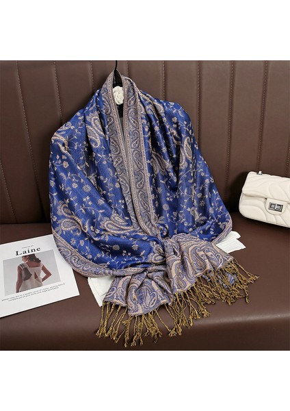 Yeni Jakarlı Püsküllü Eşarp Suni Kaşmir Yumuşak Nefes Alabilen Sonbahar ve Kış Çok Yönlü Kadın Şal Eşarp (Yurt Dışından)