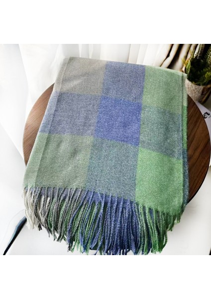 Eşarp Kore Atmosferi Kış Duygusu Sıcak Şal Kadın 2025 Yeni Ekose Eşarp (Yurt Dışından)