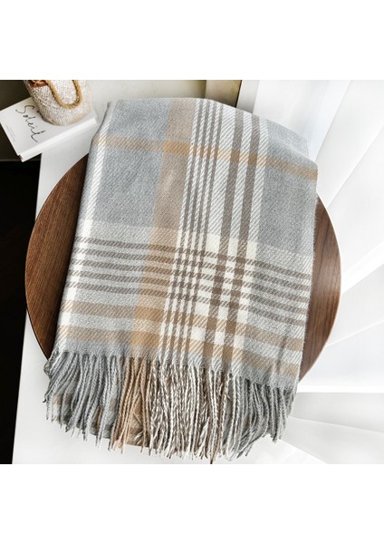 Eşarp Kore Atmosferi Kış Duygusu Sıcak Şal Kadın 2025 Yeni Ekose Eşarp (Yurt Dışından)